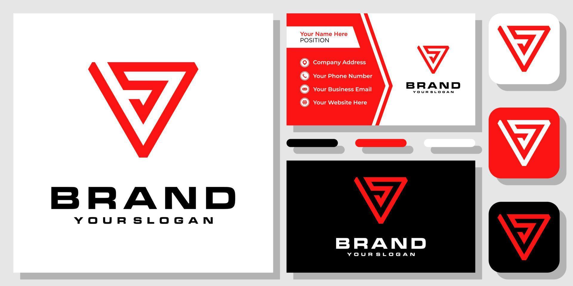 Initials Letters VS SV Monogram Triangle Geometric Modern Icon Logo Design Business Card Template vector