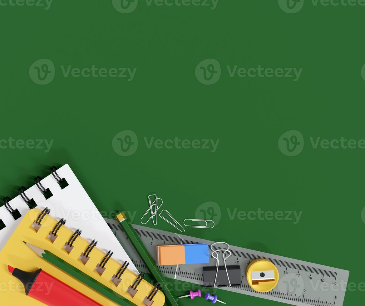 back to school supplies on black table background photo