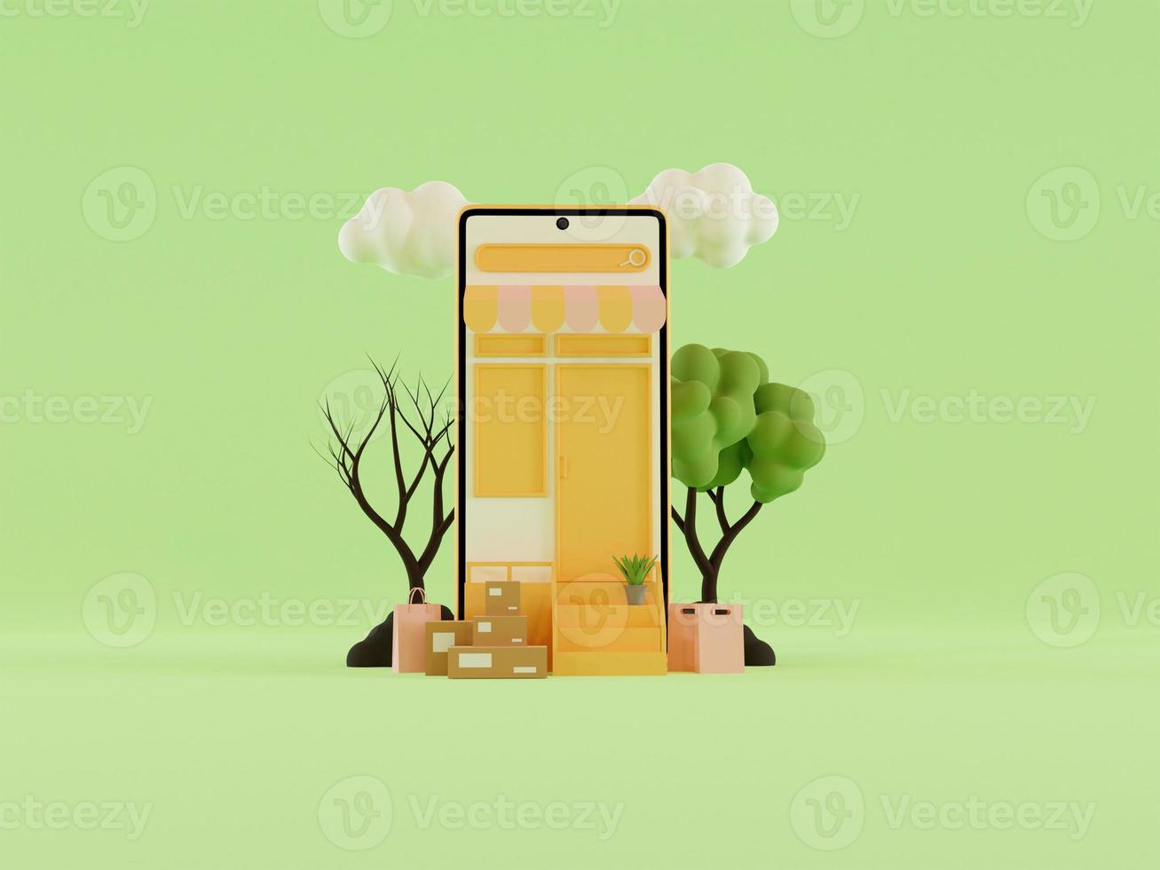 online shopping and delivery concept 3d render photo