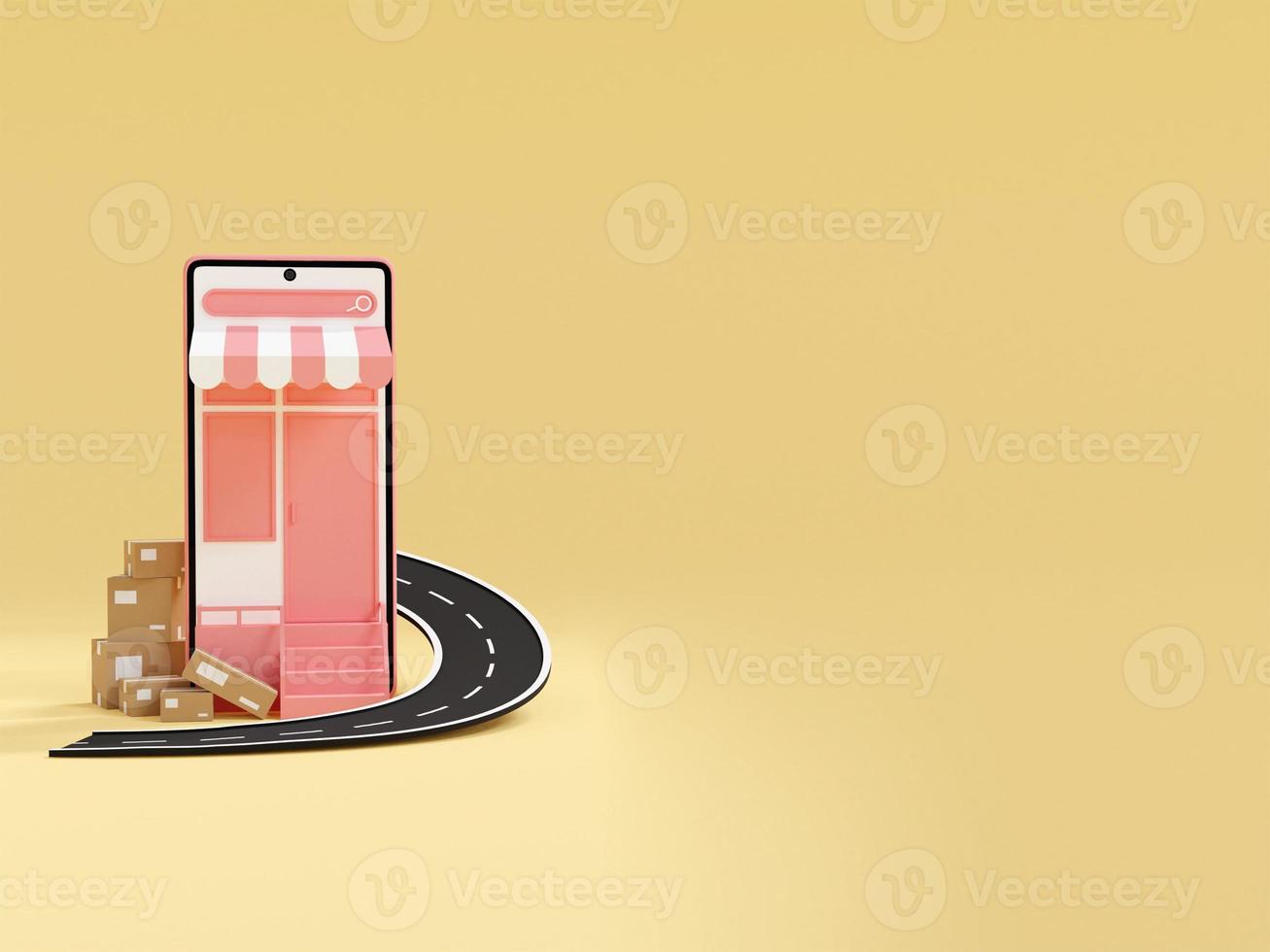 online shopping and delivery concept 3d render photo