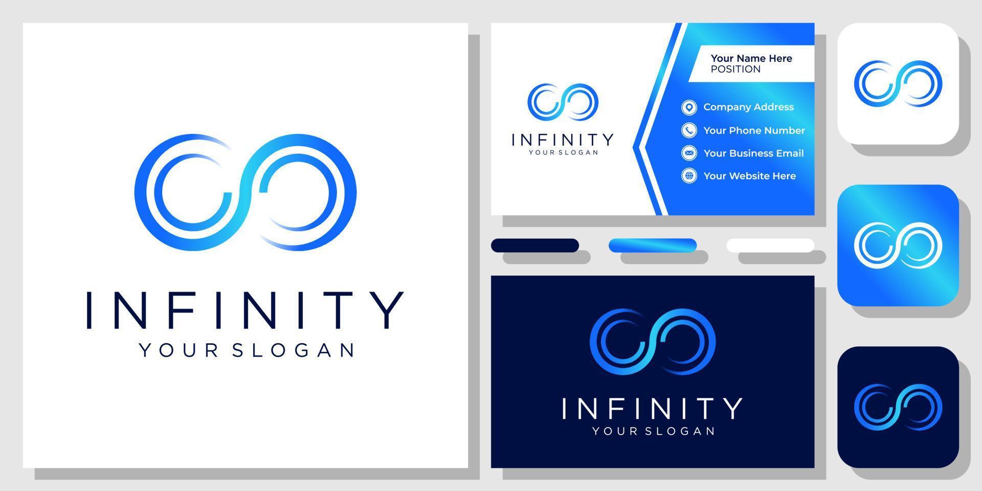 colorido infinito eternidad infinito creativo vector logo diseño con tarjeta de visita