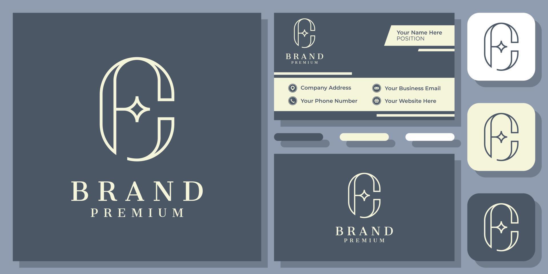 Initials Letter CF FC Luxury Minimalist Classic Elegant Monogram Simple Logo Design with Business Card vector