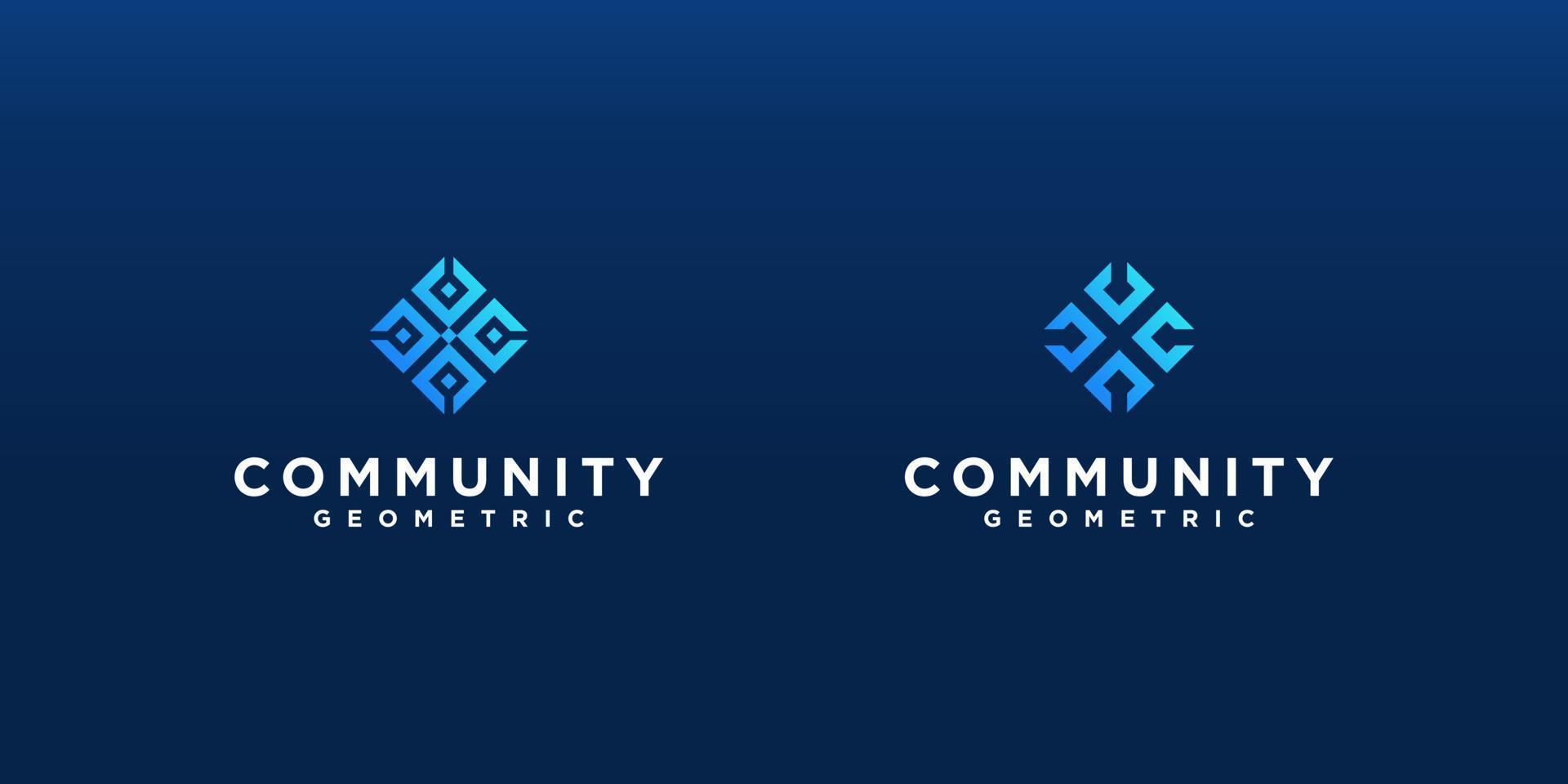 Initial Letter C Community Union Unity Geometric Monogram Square Simple Abstract Vector Logo Design