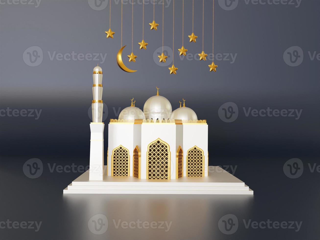 islamic ramadan mosque with moon and stars photo