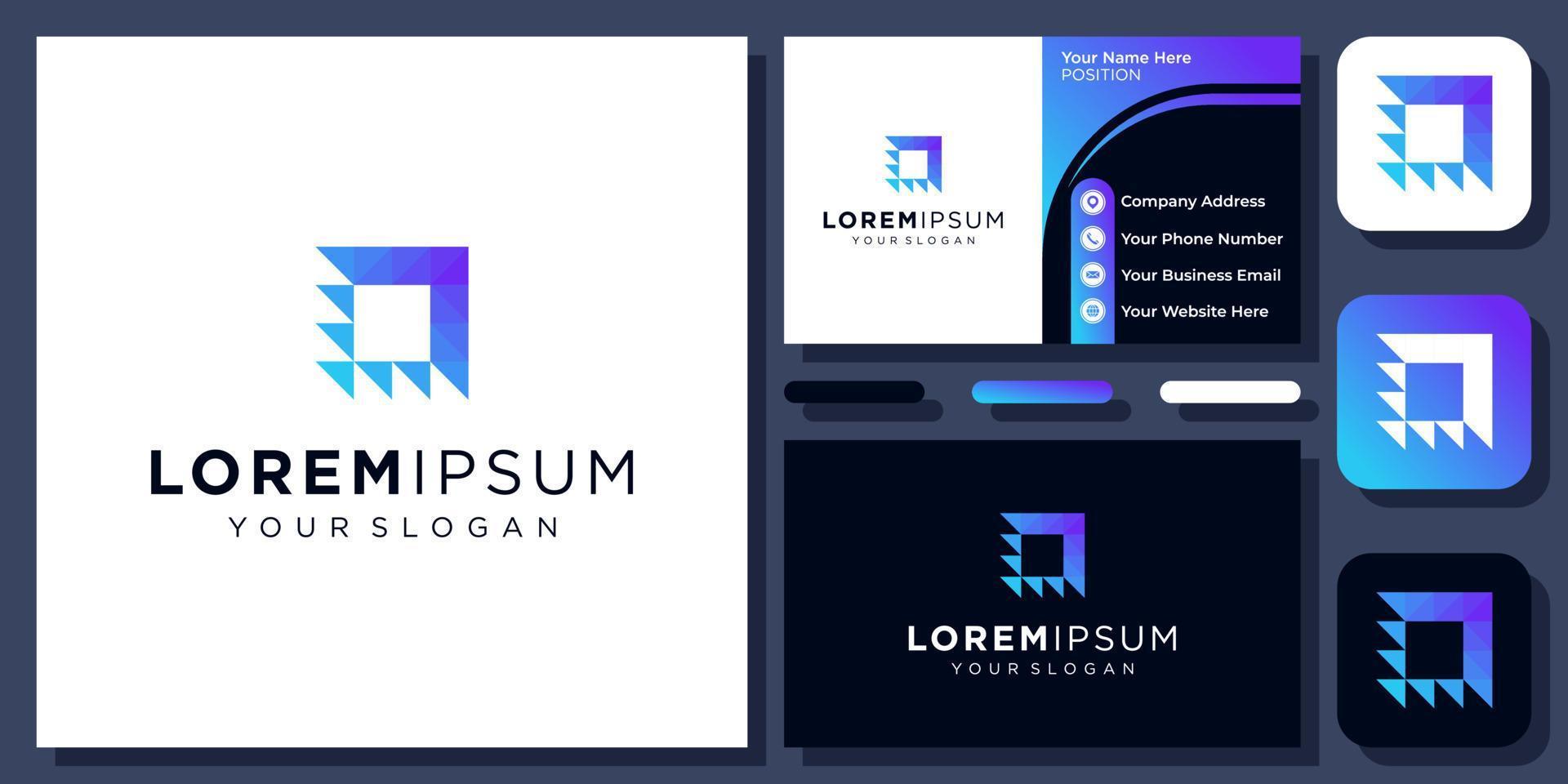 Arrow Colorful Triangle Geometric Business Success Up Growth Vector Logo Design Business Card