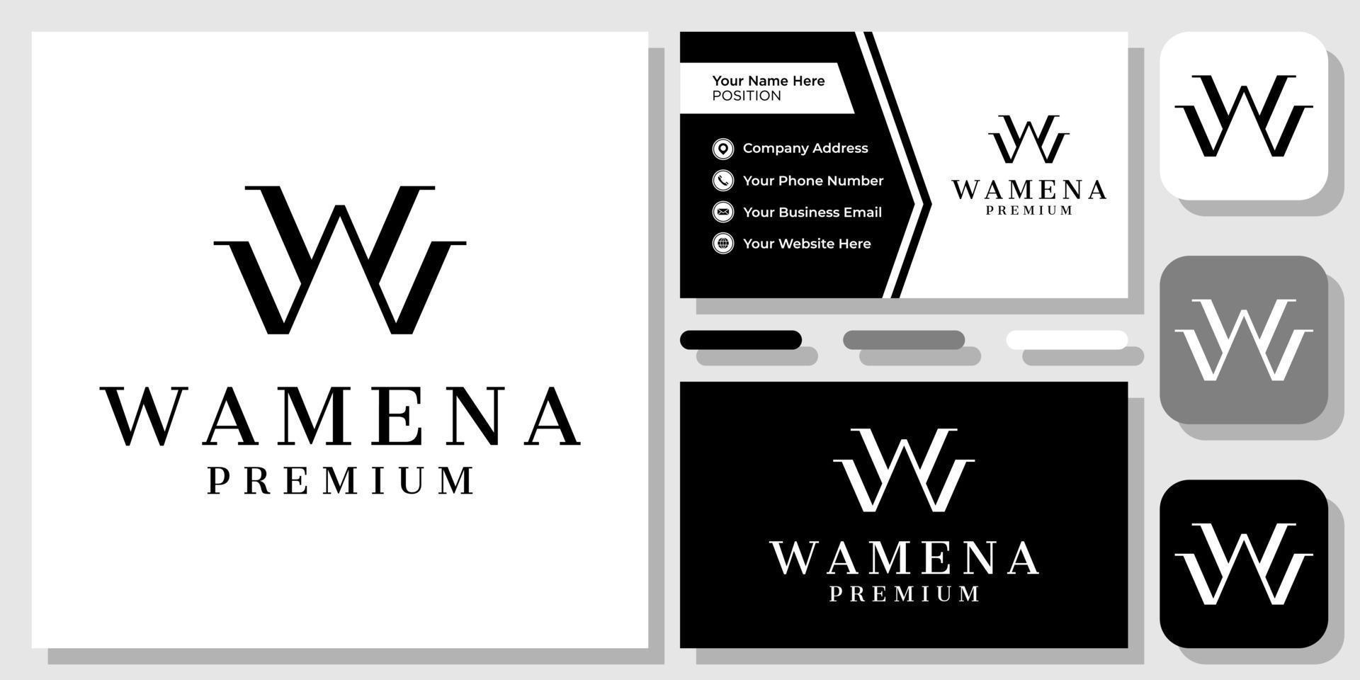 Initials Letters WW Elegant Luxury Beauty Class Monogram Logo Design with Business Card Template vector