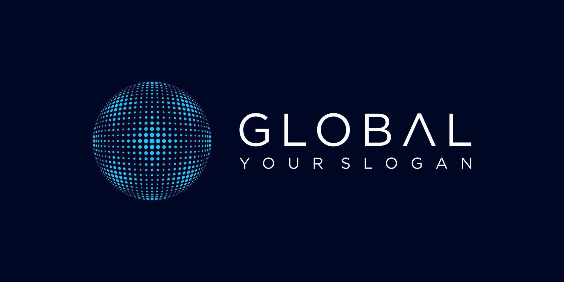 Halftone Globe Sphere World Earth Circle Technology Digital Connection Vector Logo Design