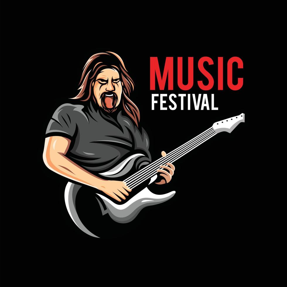 Guitar player vector for music festival icon