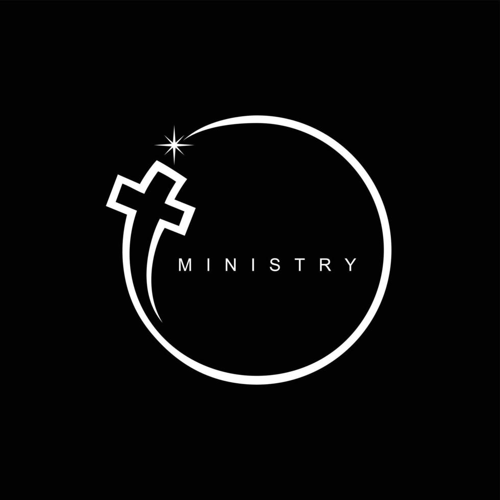 Cross logo design vector church in with circle concept