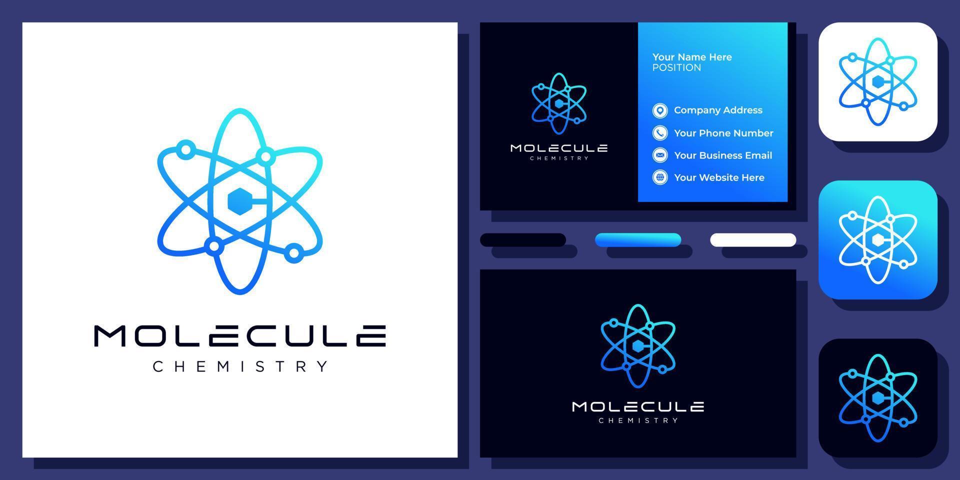 Initial Letter C Atom Molecule Technology Science Chemistry Vector Logo Design with Business Card