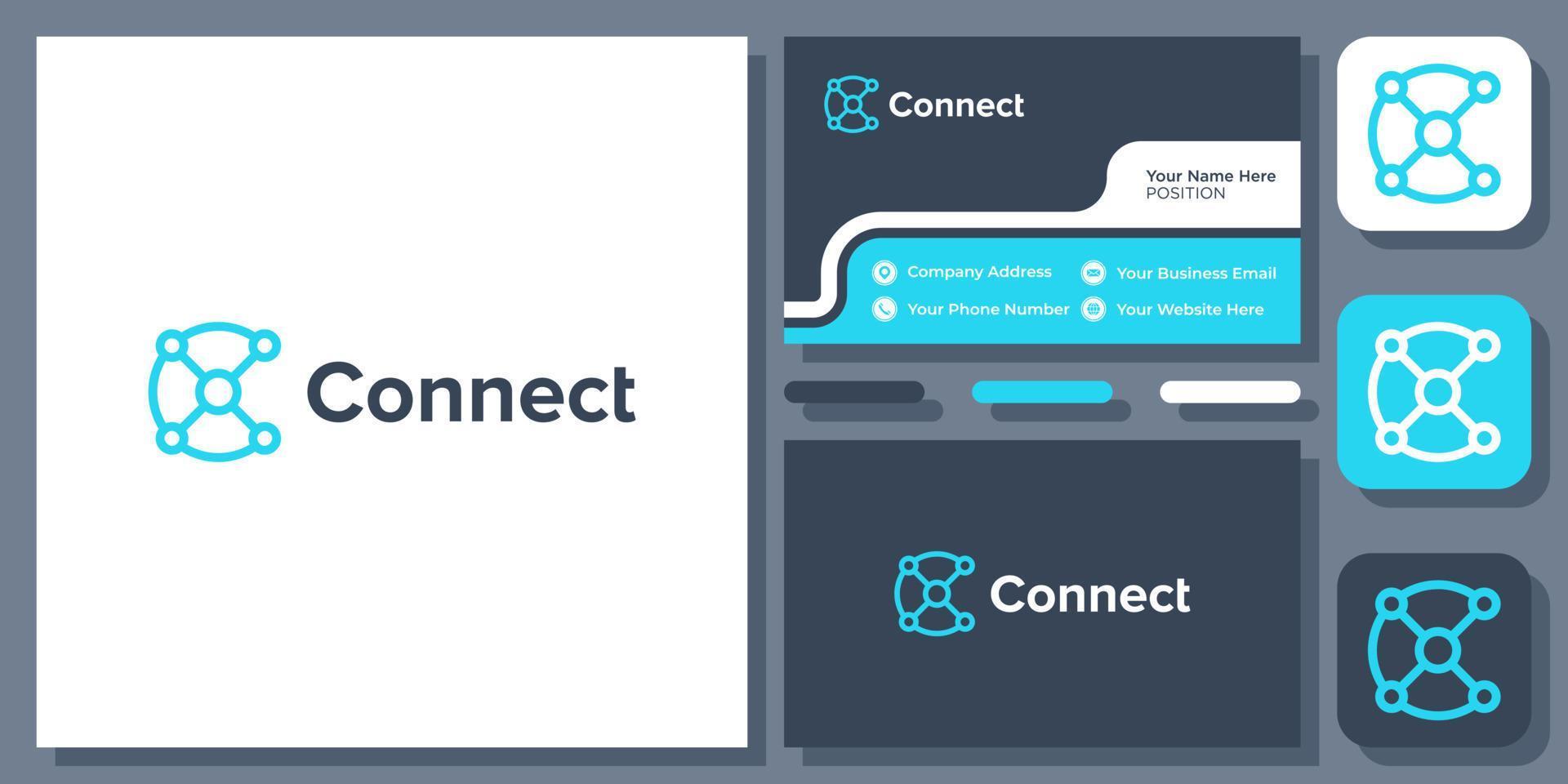 Initial Letter C Connect Connection Technology Simple Minimal Vector Logo Design with Business Card