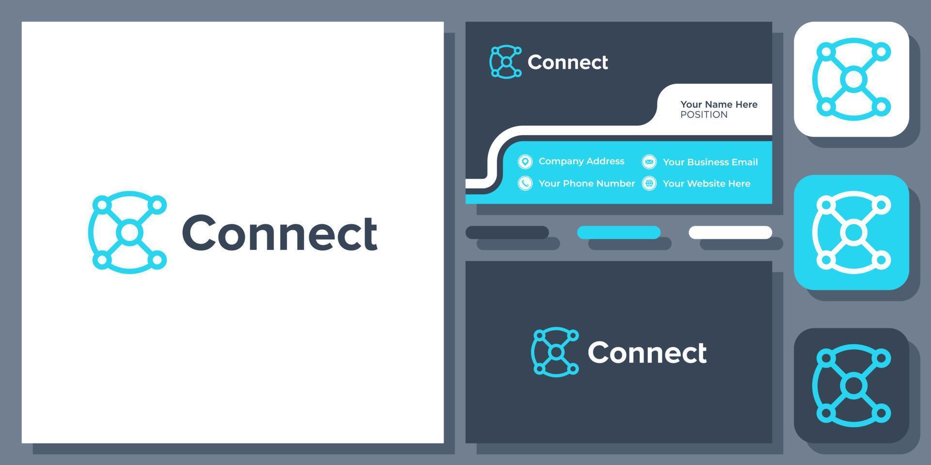 letra inicial c conectar tecnología de conexión diseño de logotipo vectorial mínimo simple con tarjeta de visita vector