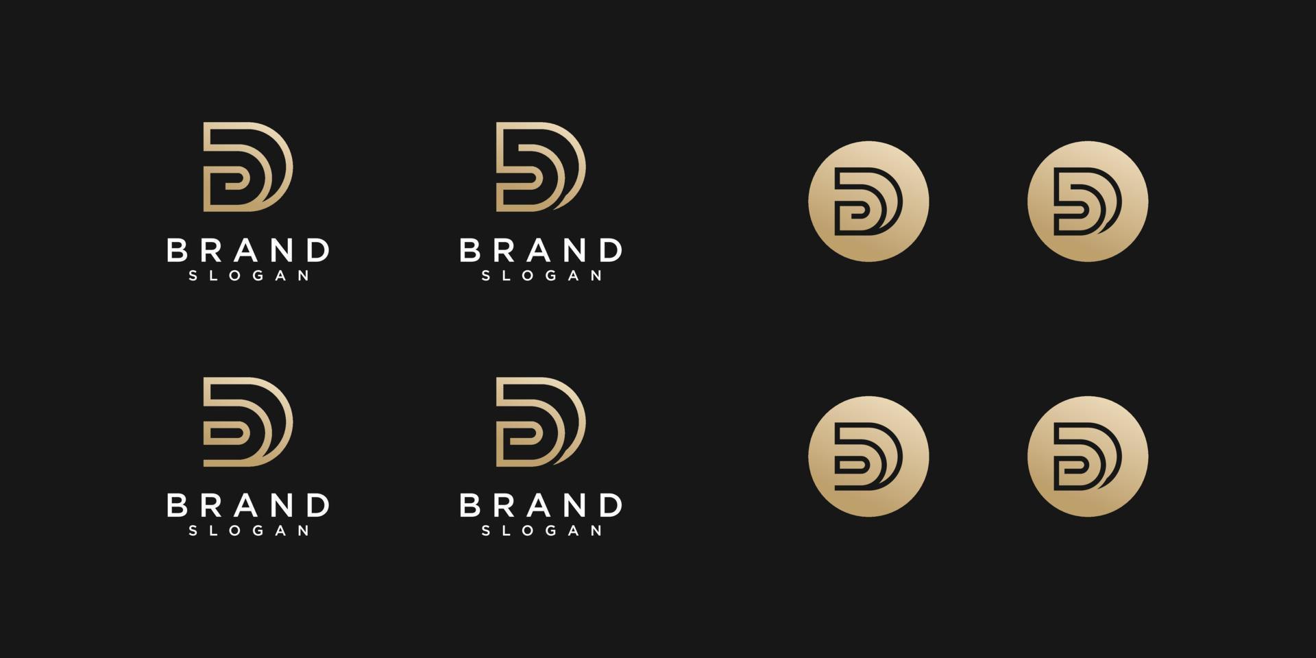 Set of Monogram Initial Letter D Gold Golden Luxury Elegant Simple Minimal Business Vector Logo Design