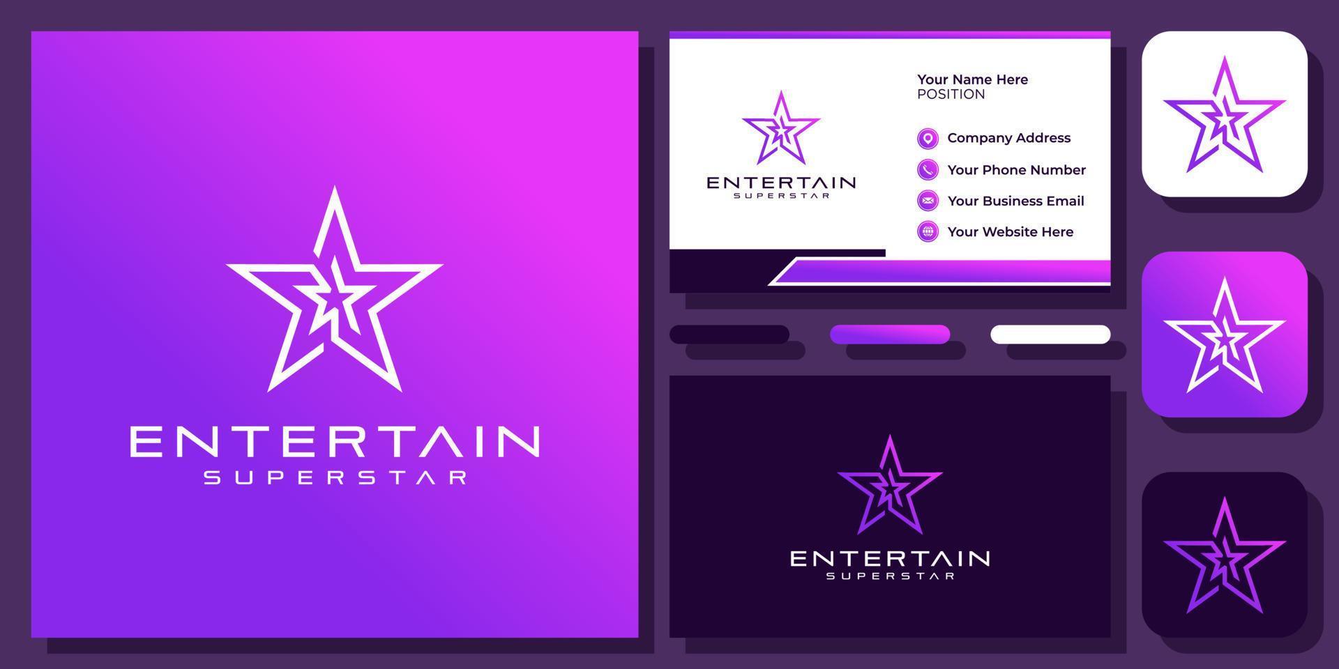 Initial Letter E Star. Letter E Stars. E Minimal Logo. Simple Vector Logo Design with Business Card