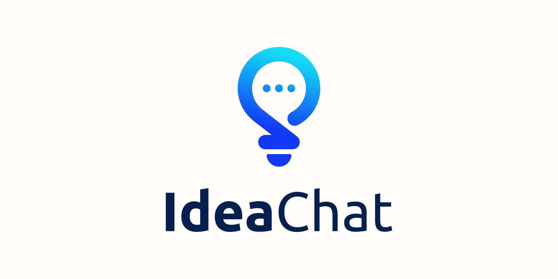 Light Bulb Chat Lamp Bubble Chat Speech Talk Message Idea Communication Vector Logo Design