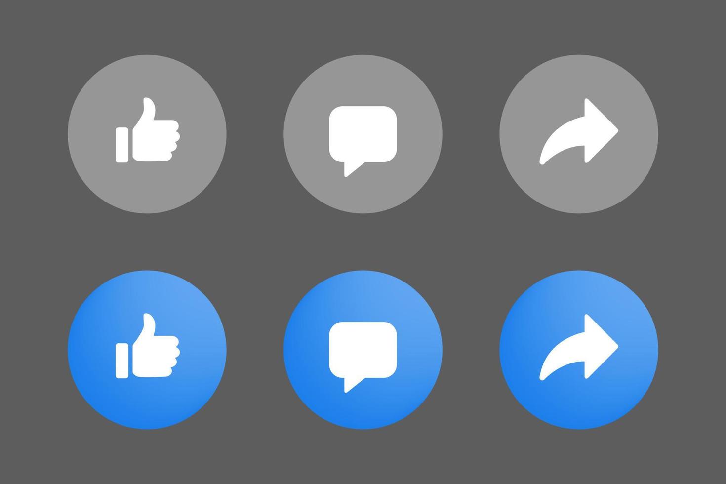 Social media elements. Like, comment, and share icon vector