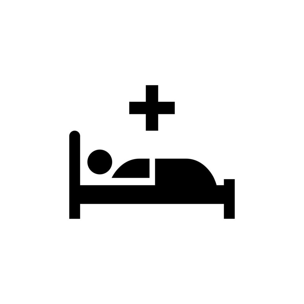 cama de hospital, vector de icono de sala médica aislado en fondo blanco