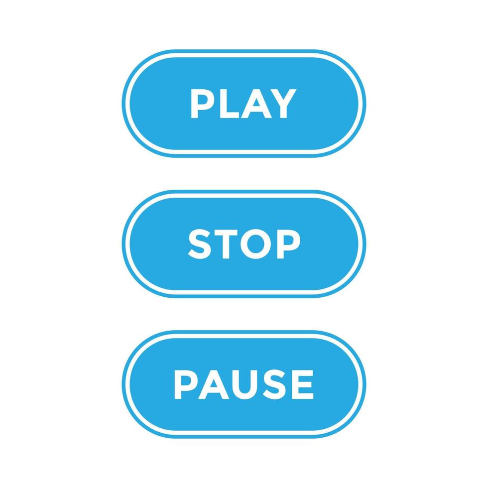 Play, stop, and pause button icon vector in flat style