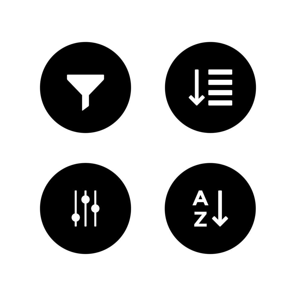 Filter icon set collection vector isolated on circle button