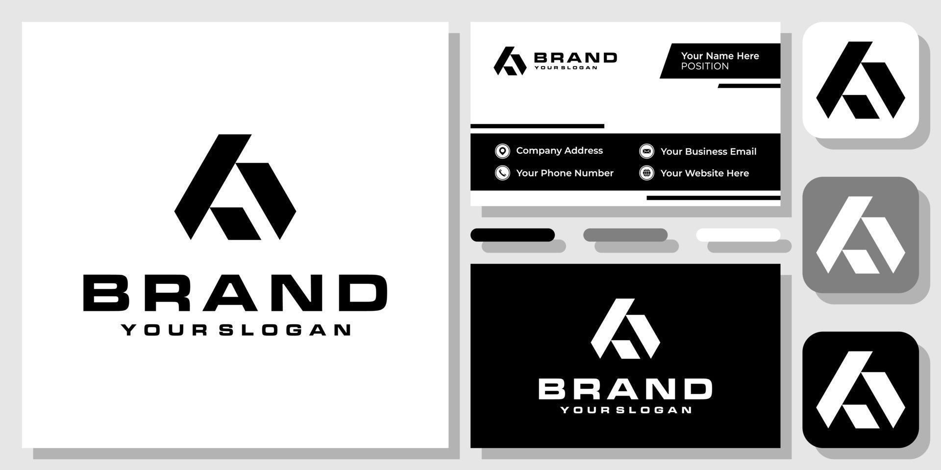 Initials Letters AF FA Triangle Monogram Simple Black Abstract Logo Design with Business Card Template vector