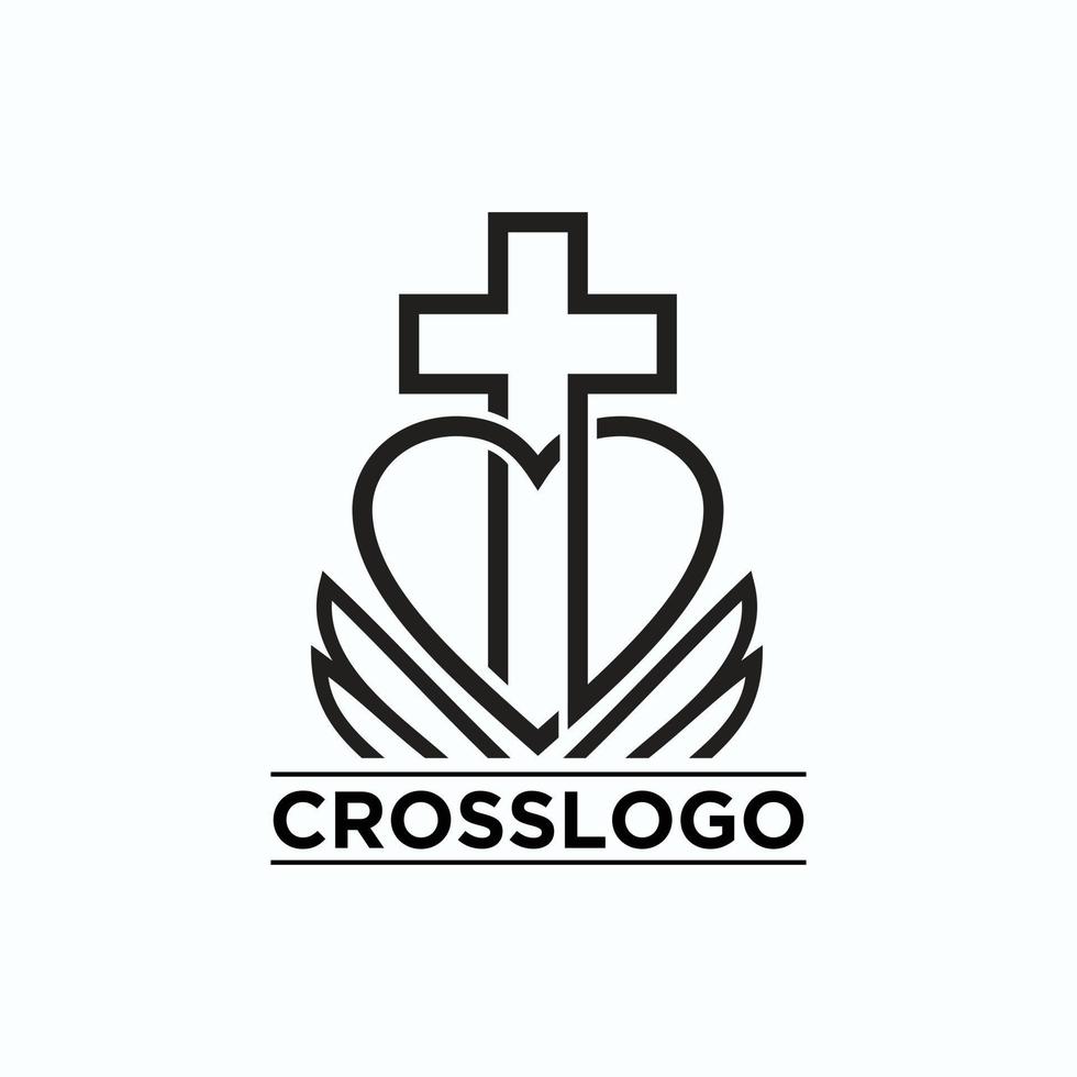 Cross logo with love concept logo design vector