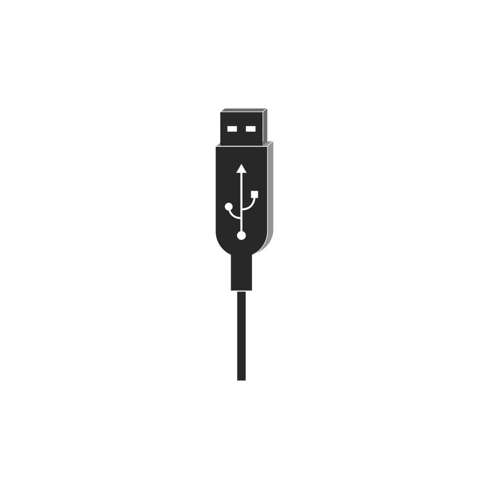 USB flash drive cable icon symbol button. Connector memory logo sign. Vector illustration image.