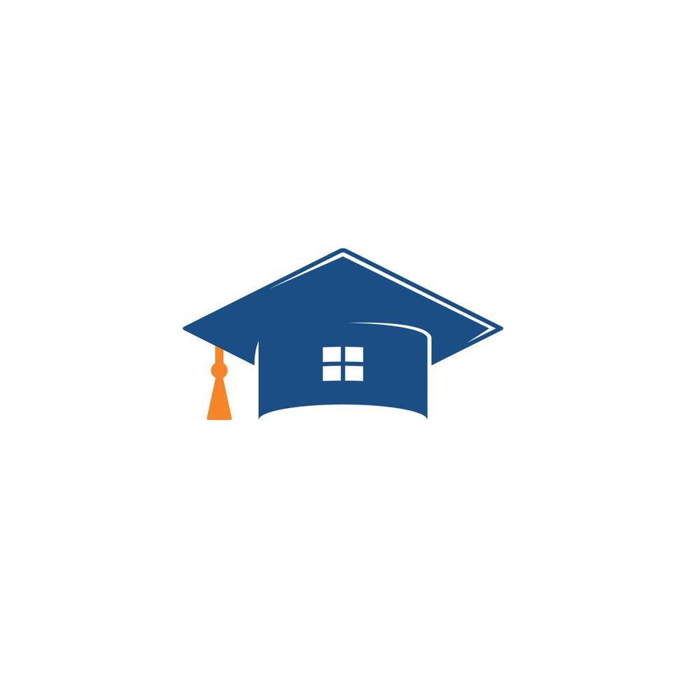Graduate Hat and House logo or icon design vector