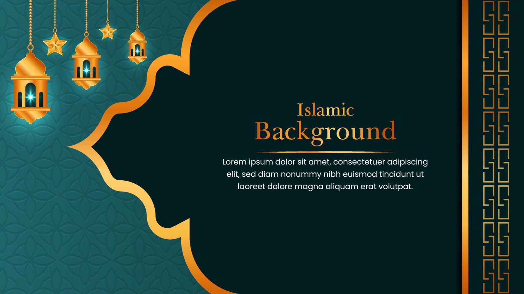 Eid Mubarak Islamic Arabic Elegant Ornament with Decorative Lanterns Islamic Background Design. vector