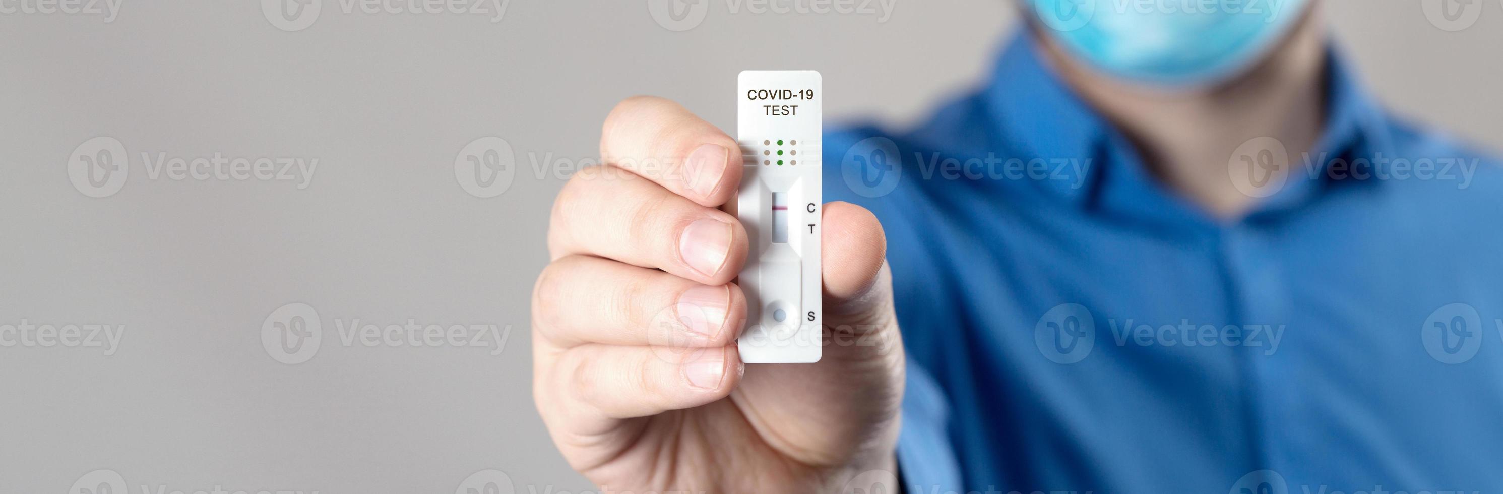 Negative test result by using rapid test device for COVID-19. photo