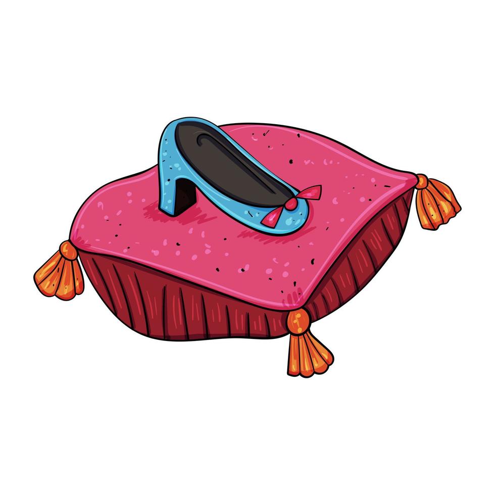 zapato de princesa sobre una almohada vector