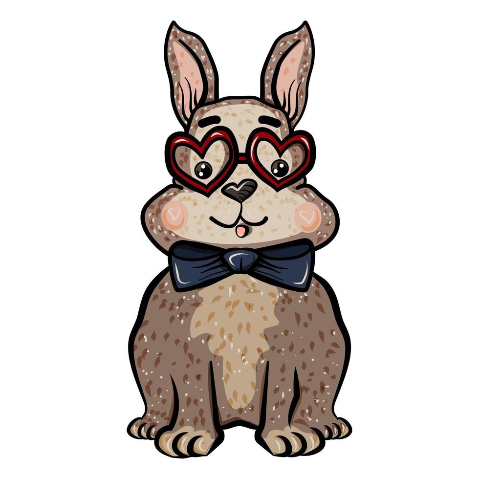 Cute rabbit in eyeglass vector