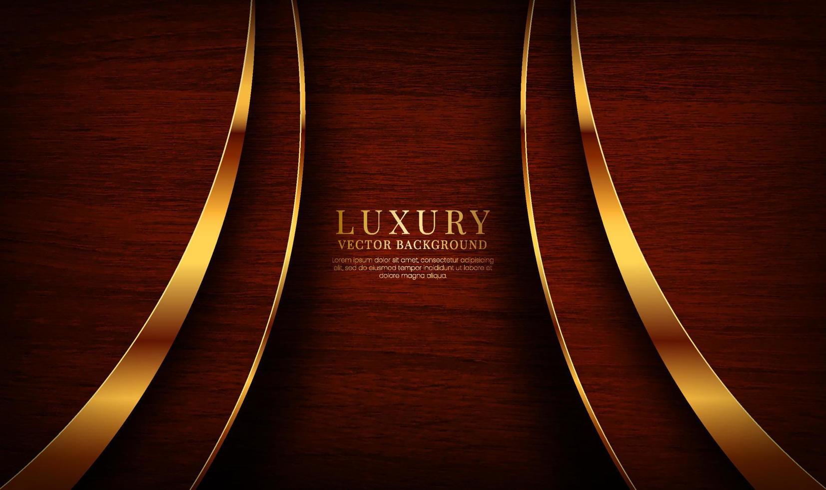 3D brown luxury curve shape background overlap layer on dark space with wood texture effect decoration. Graphic design element elegant style concept for banner, flyer, card, cover, or landing page vector