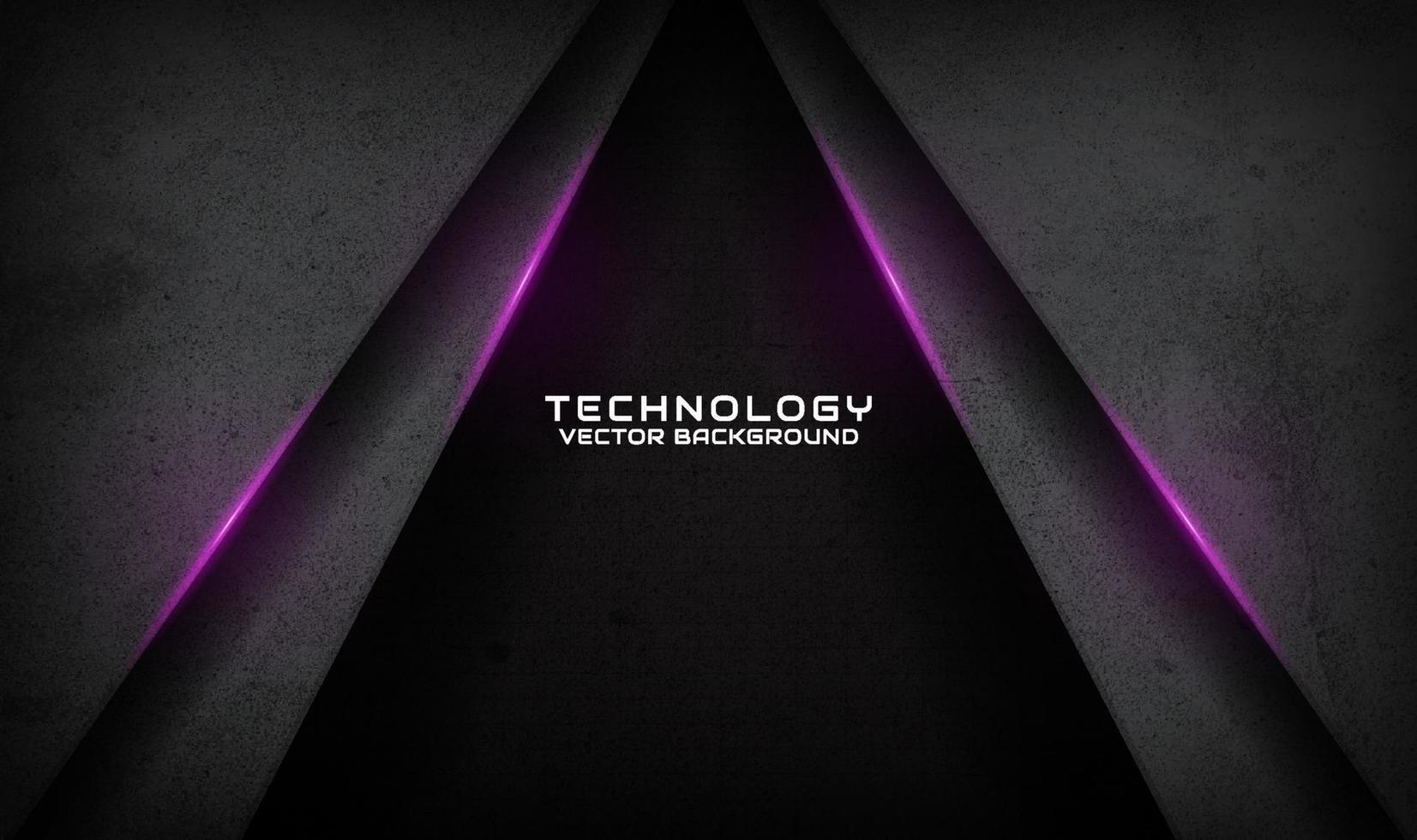 3D black techno abstract background overlap layer on dark space with purple light effect decoration. Graphic design element dirty style concept for banner flyer, card, brochure cover, or landing page vector