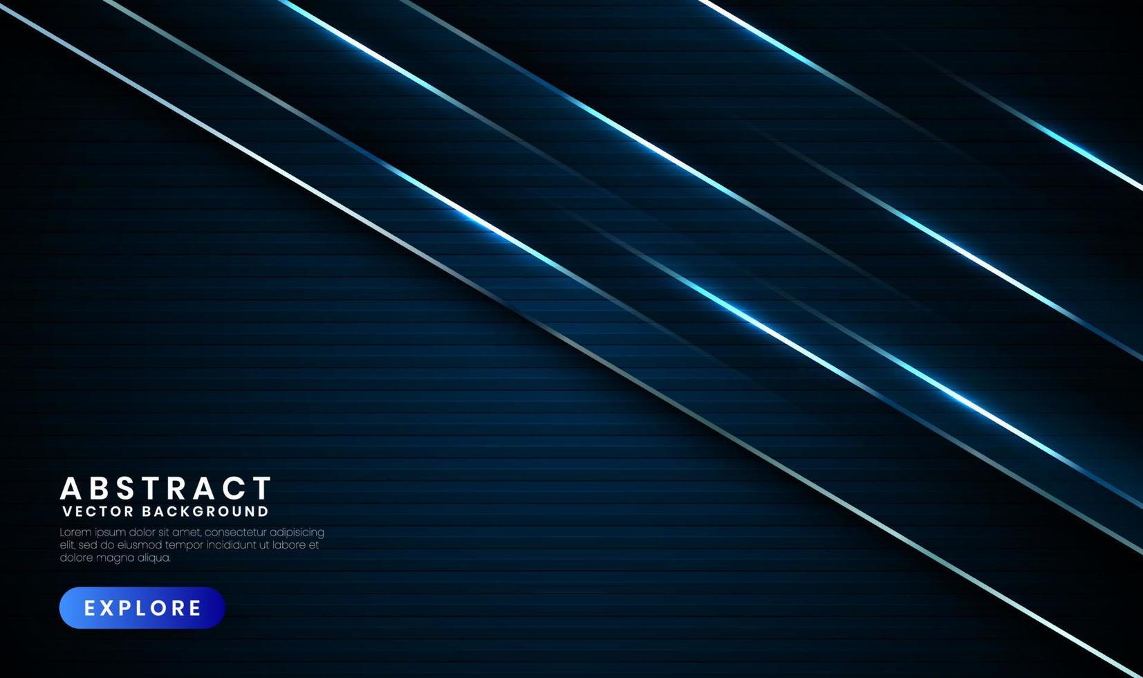 Capa de superposición de fondo abstracto de tecnología azul 3d en el espacio oscuro con decoración de efectos de luz. elemento de diseño gráfico concepto de estilo futuro para banner, volante, tarjeta, portada de folleto o página de inicio vector