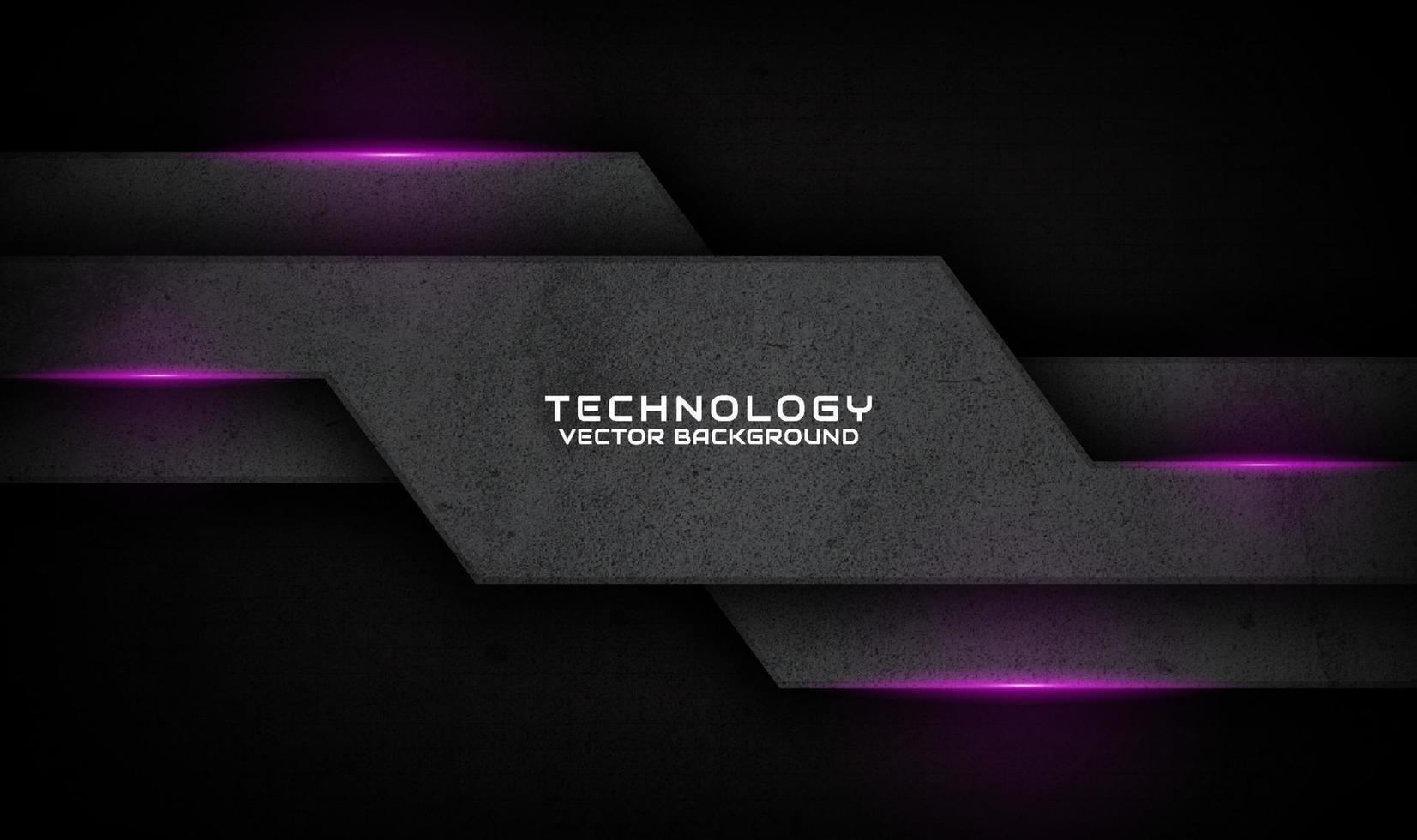 3D black techno abstract background overlap layer on dark space with purple light effect decoration. Graphic design element dirty style concept for banner, flyer, card, brochure cover, or landing page vector