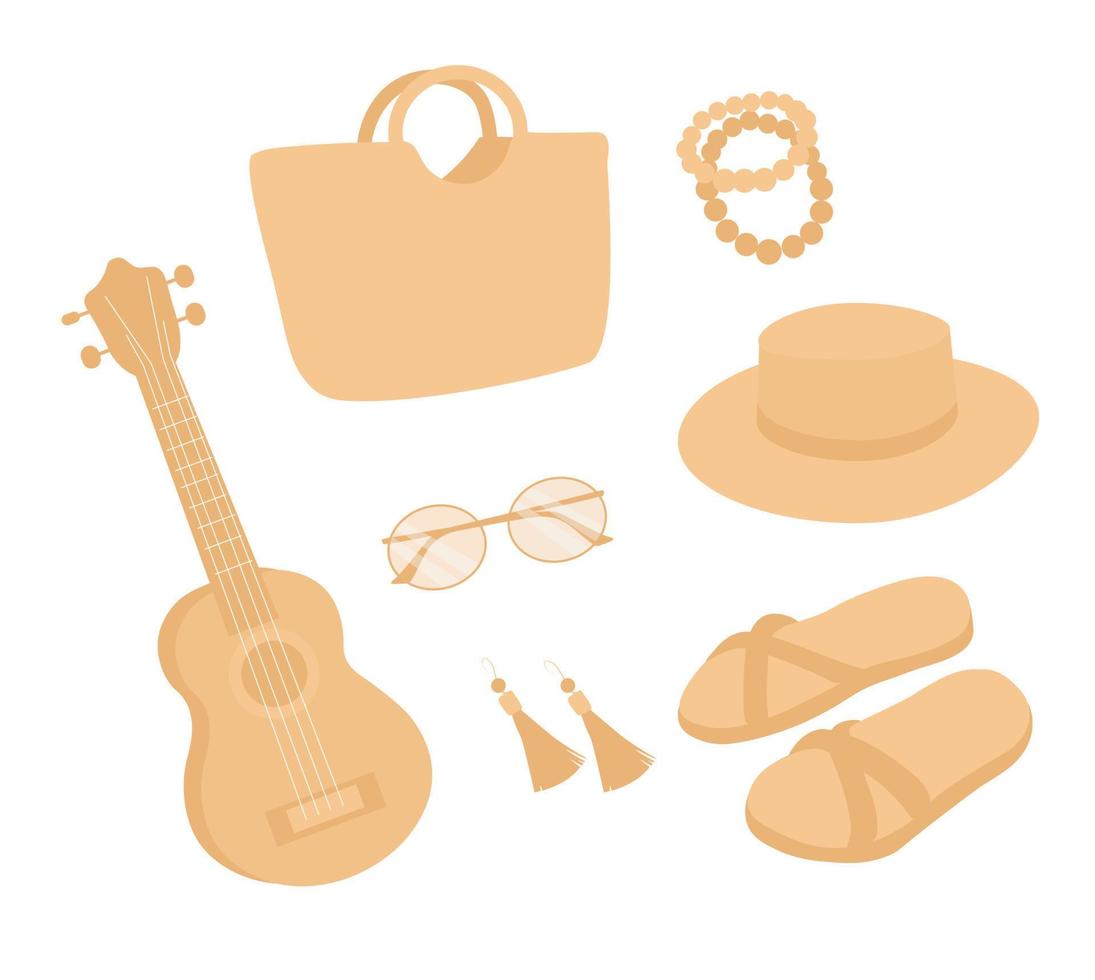 Summer beach set. Vector stock illustration.