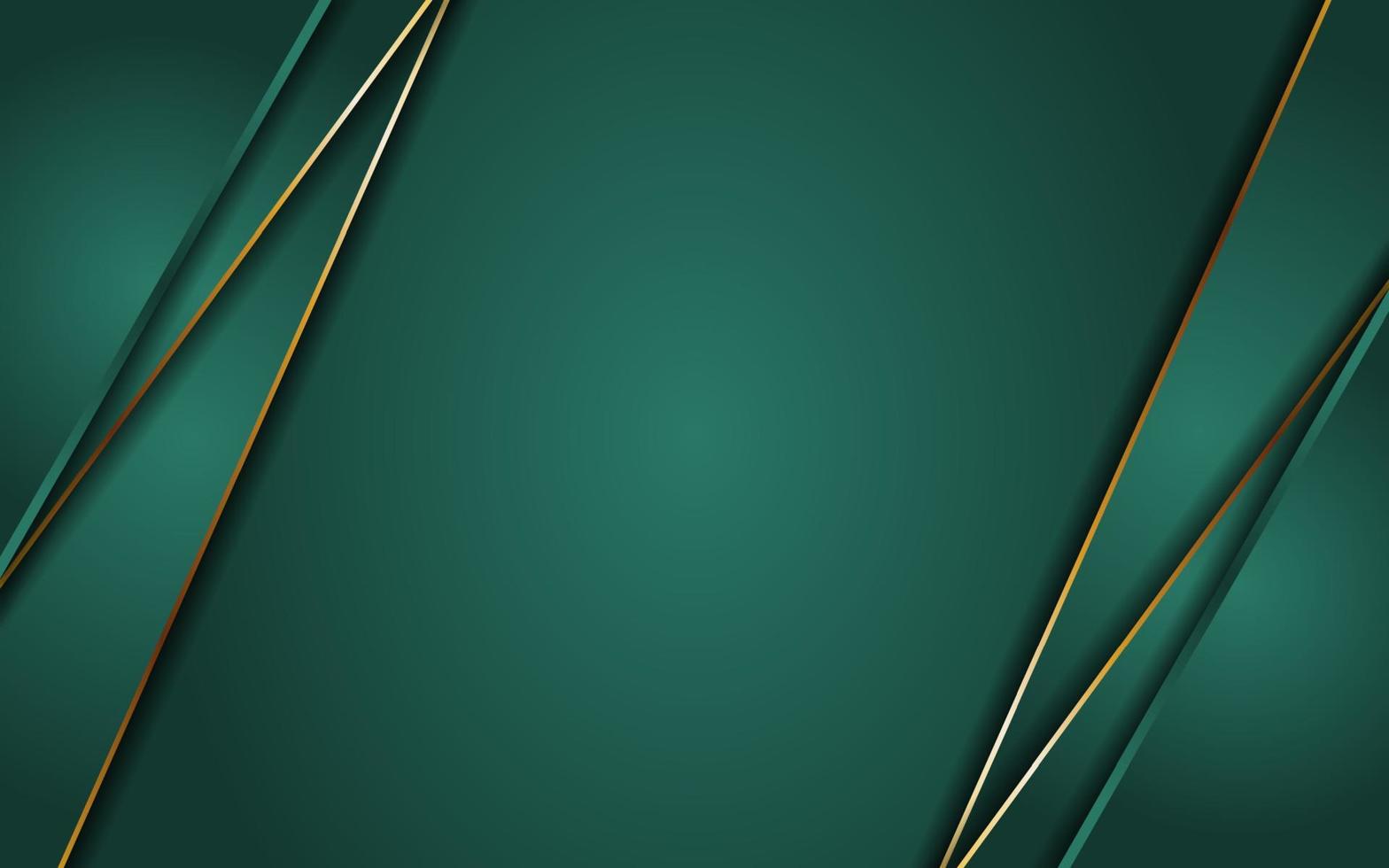 fondo verde abstracto con línea dorada vector