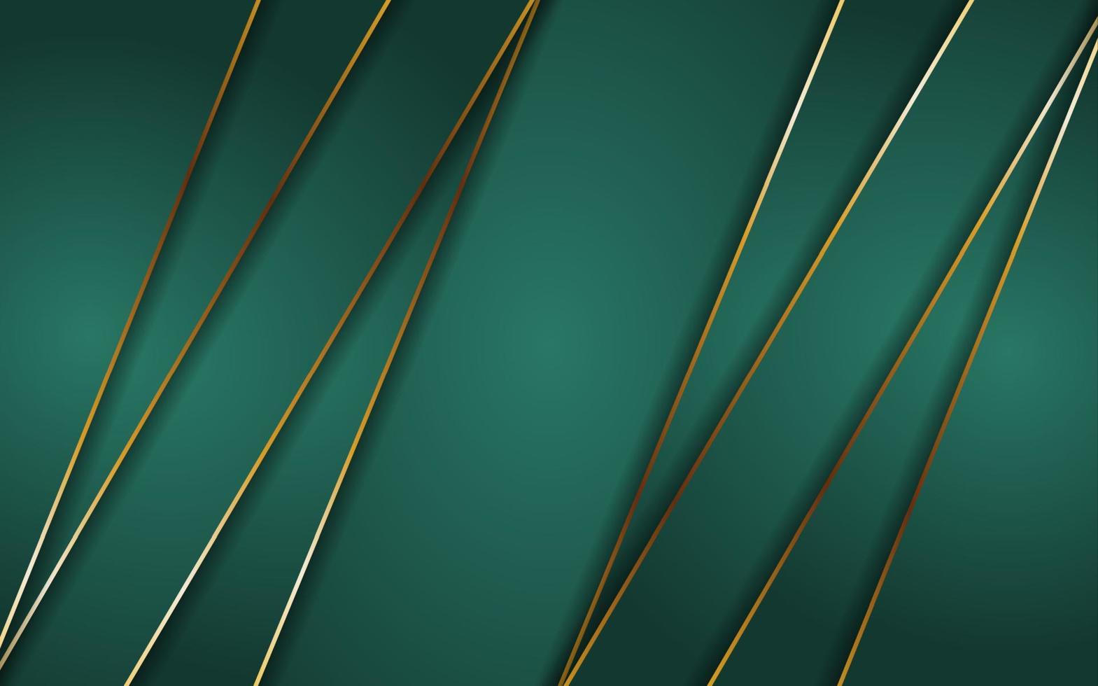 Abstract green background with line gold vector