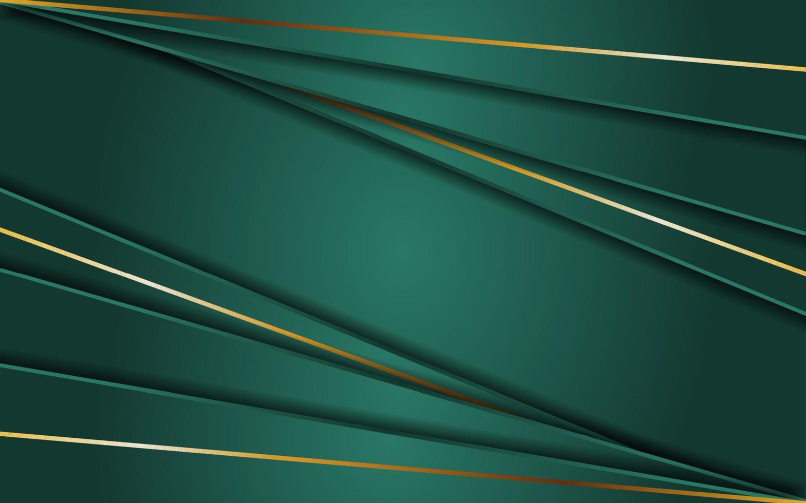 Abstract green background with line gold vector