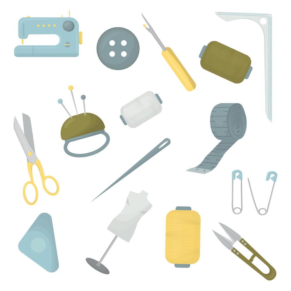 set of sewing tools vector