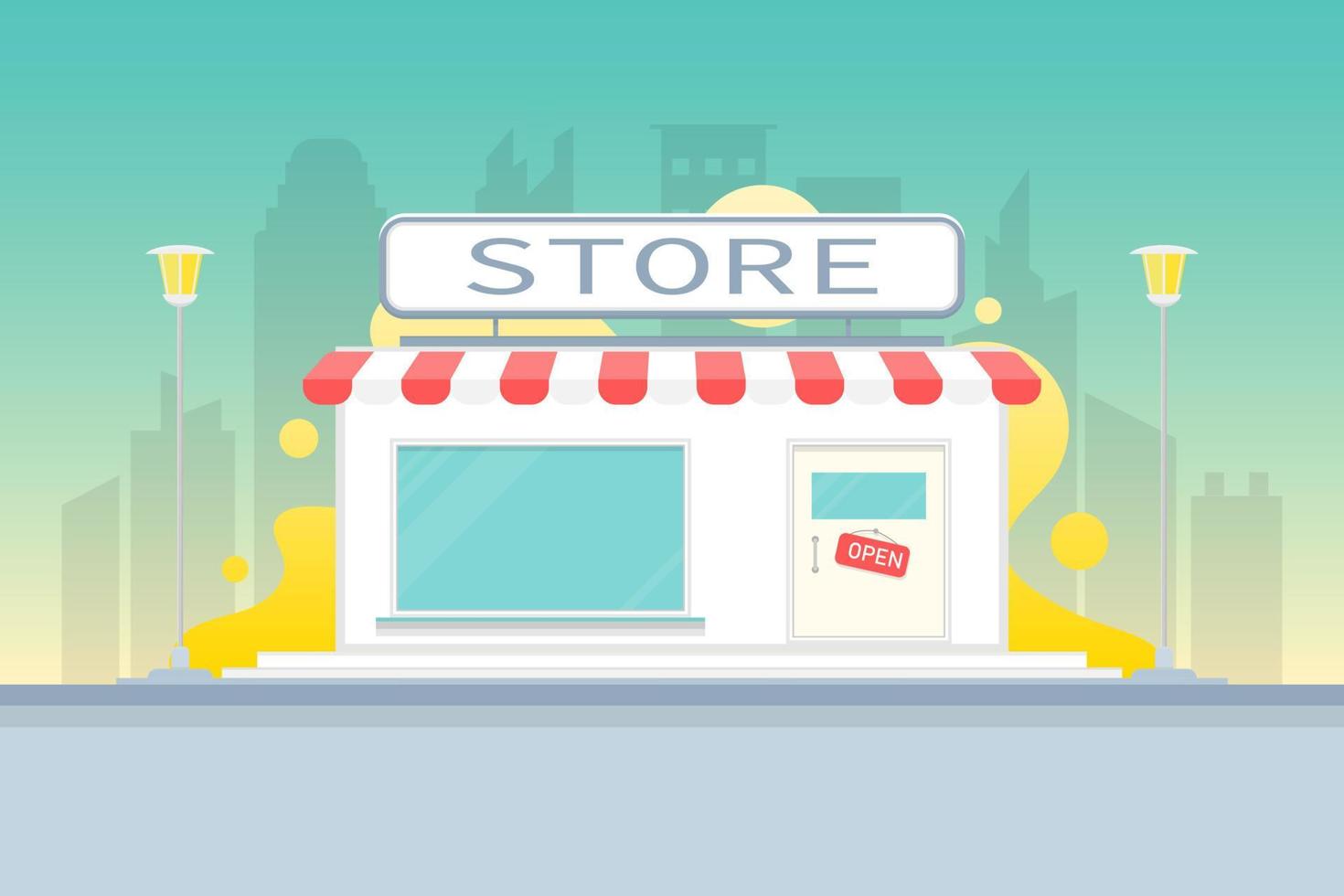 Vector creative store shop design, Store shop in urban, Digital marketing illustration.
