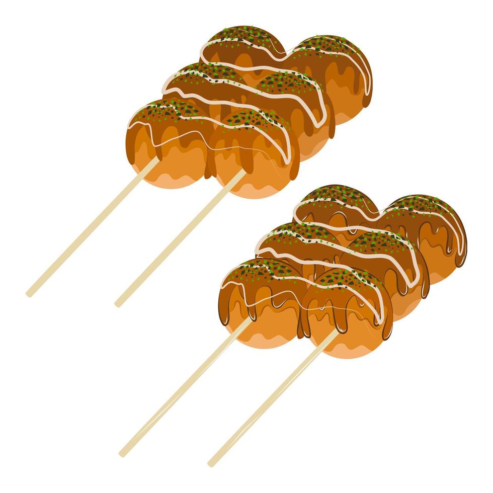 Illustration of Takoyaki. Japanese food vector. vector
