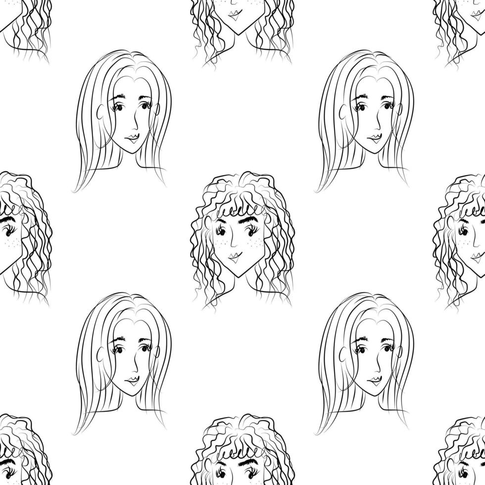 Women lines drawn. Backgrounds, textures, seamless patterns. vector
