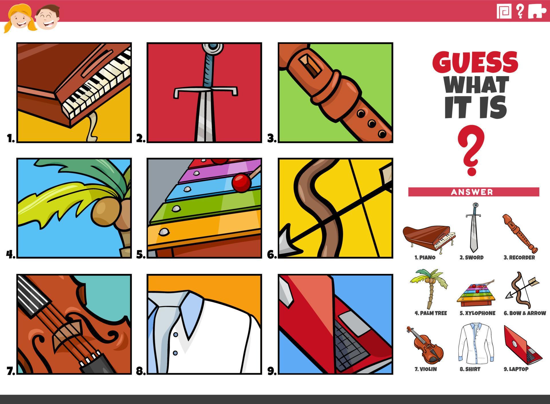guess cartoon object characters educational game 8424064 Vector Art at Vecteezy