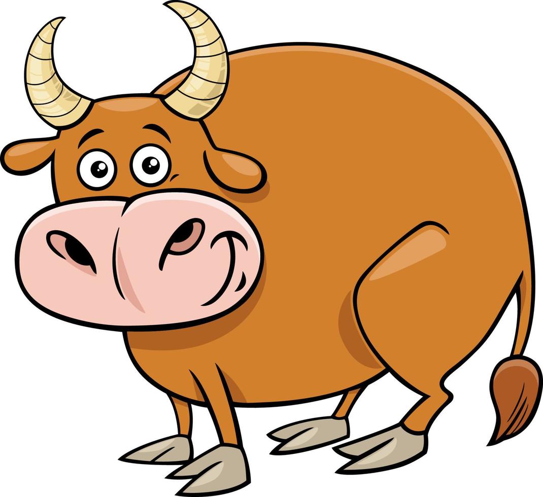 cartoon funny bull farm animal character vector