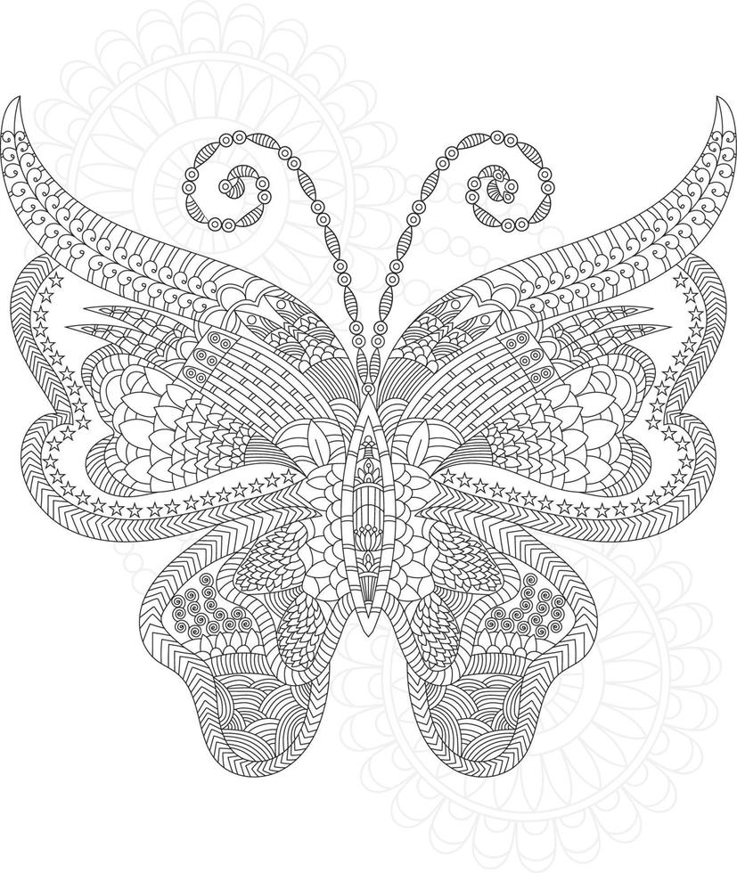 dibujos de mariposas para colorear para adultos vector