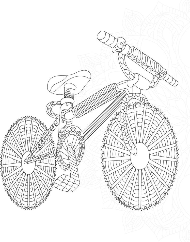 Bicycle coloring pages for adult vector