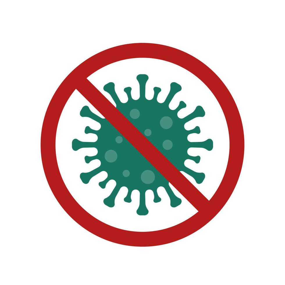 detenga el signo de prohibición del coronavirus aislado en el fondo blanco. virus de la corona respiratoria del patógeno chino 2019-ncov de wuhan, china. plantilla vectorial para afiches, pancartas, volantes, folletos, folletos, etc. vector