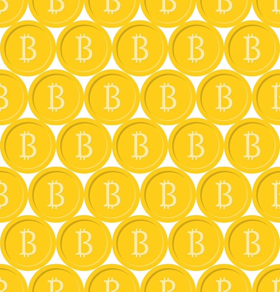Bitcoin seamless pattern. Cryptocurrency, Digital currency or Virtual money Gold coins background.. Blockchain technology. Easy to edit vector template.