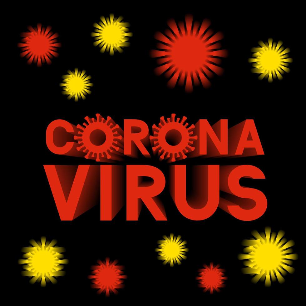 corona virus 3d letras aisladas sobre fondo oscuro. cartel de tipografía china patógeno respiratorio wuhan coronavirus 2019-ncov. plantilla vectorial fácil de editar para banner, flyer, folleto, folleto, etc. vector